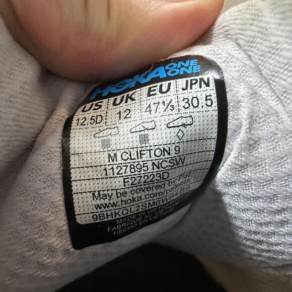 Hoka One Clifton 9 Nimbus Cloud Mens Size 12.5 Sneakers 1127895-NCSW - Picture 11 of 12